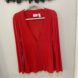 Chico's Travelers Open Front Cardigan Bold Red Women’s Chicos Size 2